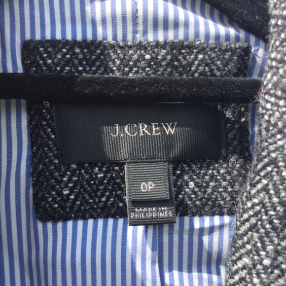 J. Crew 0P Metallic Black Blazer one button Dark academia business 0 petite work - Picture 9 of 15